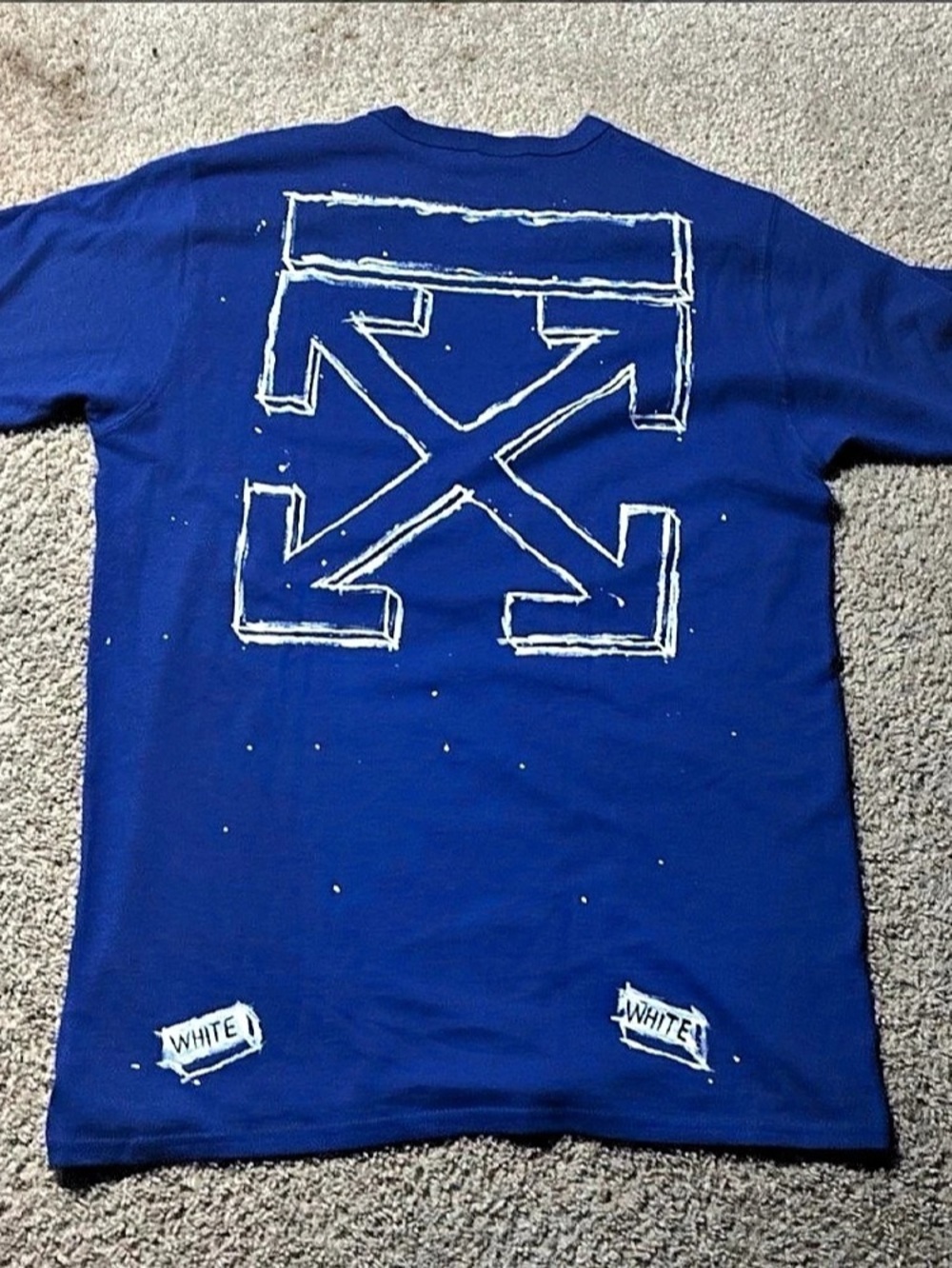 Champion Classic Script Logo Tee Graphic T-Shirt Blue Large